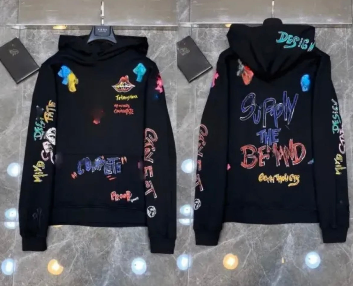 supply the demand colorful cross graphic hoodie