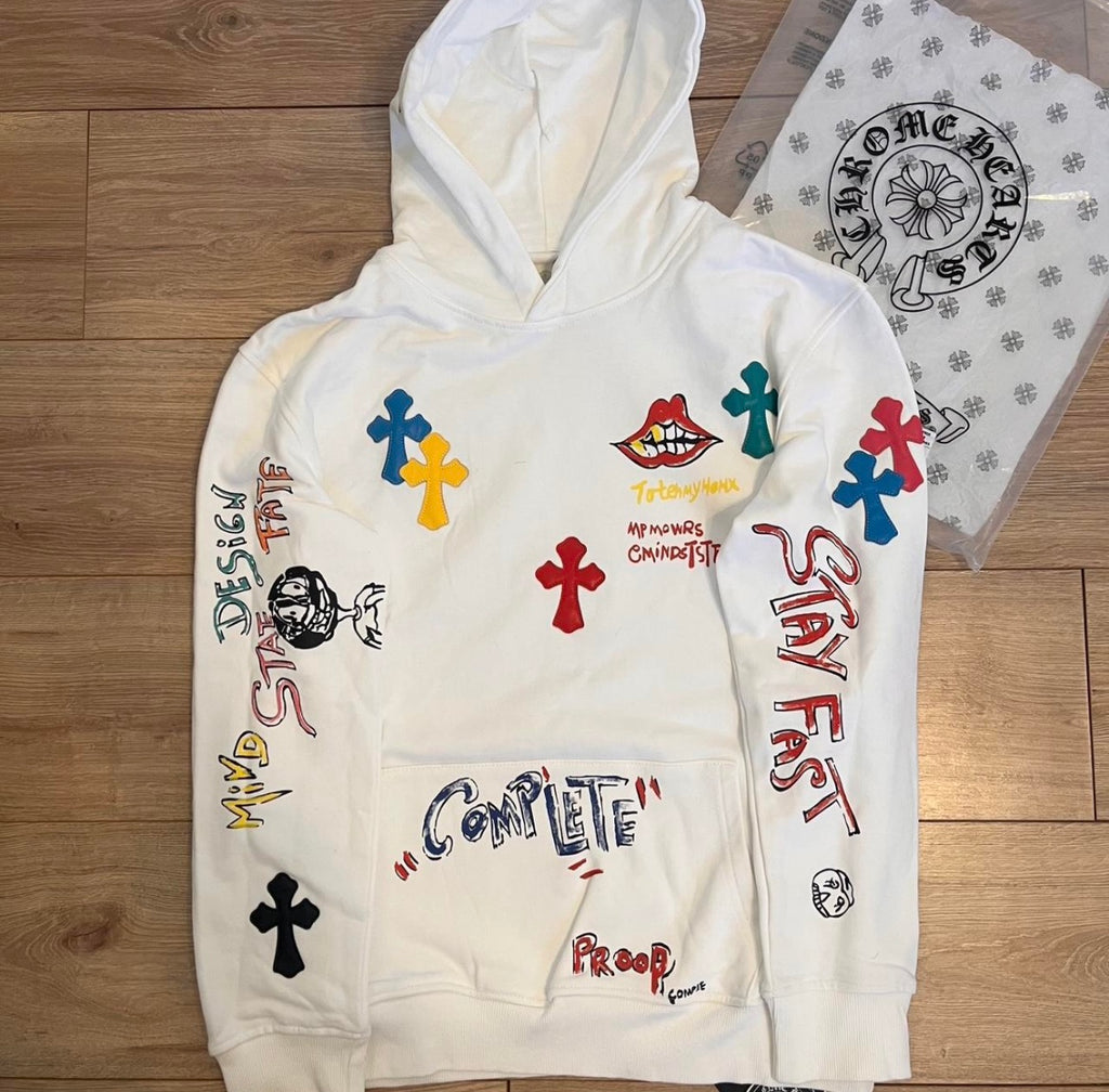 supply the demand colorful cross graphic hoodie
