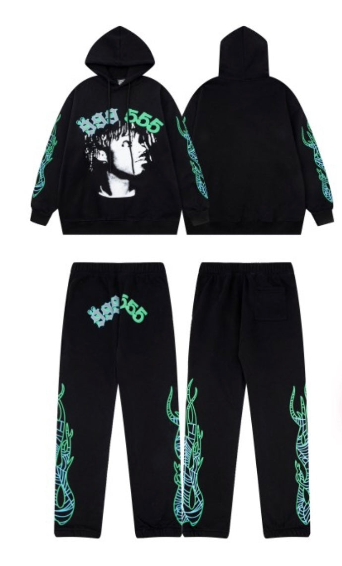 Sp5der-Juice wrld x young thug collab hoodie and pants matching set