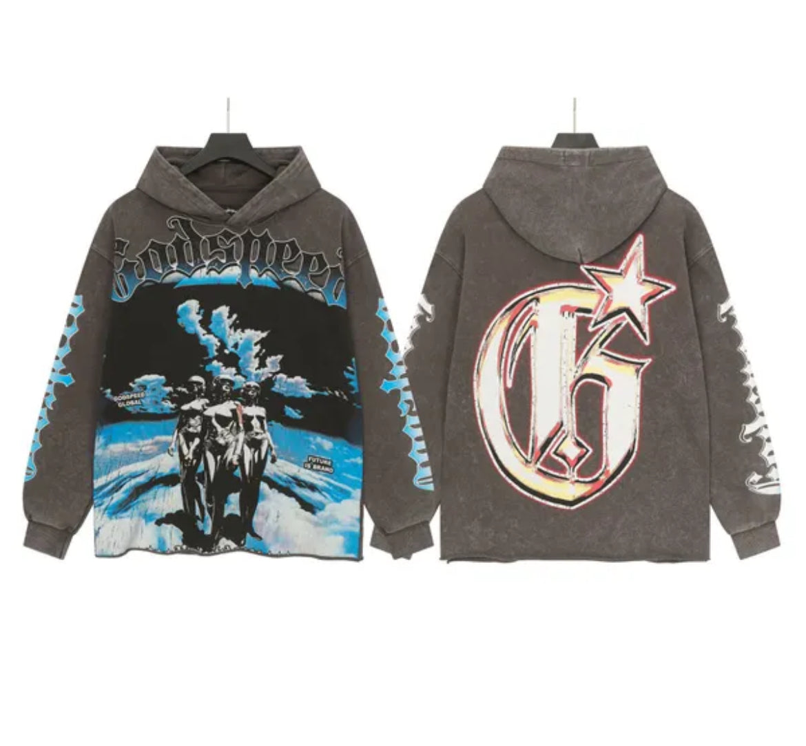 Godspeed 3 angels print hoodie