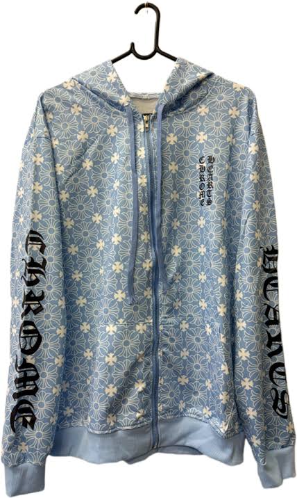 Blue colorful chrome cross print hoodie