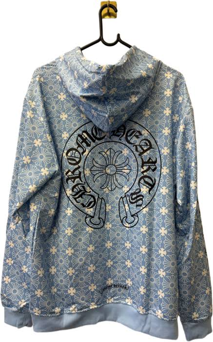 Blue colorful chrome cross print hoodie