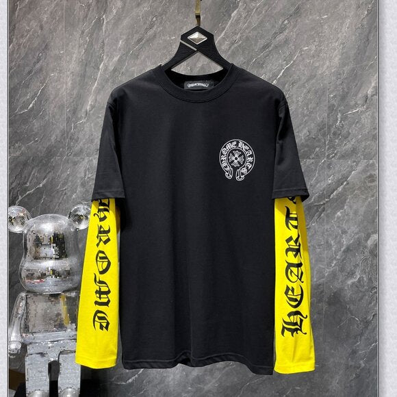 Black and yellow cross long sleeve chrome print